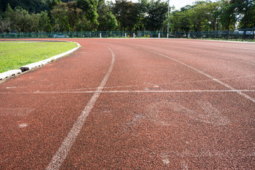 run race track and white line in arena