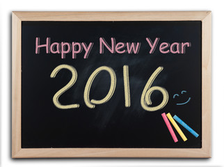 Happy New Year 2016-chalk text on blackboard,new year concept