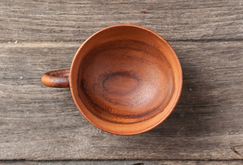 Wooden tea cup on table wood