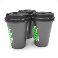 Three paper coffee cups
