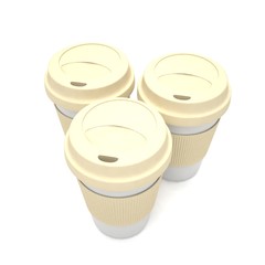 Three paper coffee cups