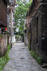 Narrow streets of Guilin on the banks of Li river,  China