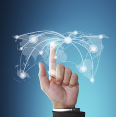  touching virtual icon  social network