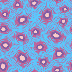 Sea urchin abstract illustration reduced to hexagons and pentagons, pastel colors