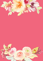 Greeting card with flowers. Pastel colors. Handmade. Watercolor