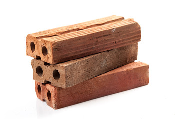 Red brick isolated on white background