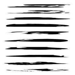 Vector collection or set of black paint hand made creative brush strokes