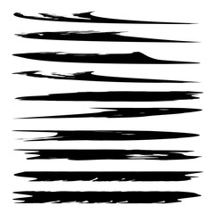 Vector collection or set of black paint hand made creative brush strokes
