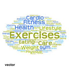 Vector concept or conceptual abstract health diet or sport word cloud or wordcloud isolated on white background