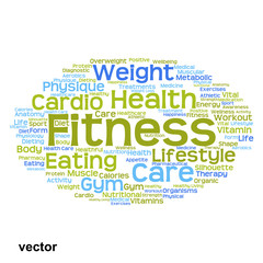 Vector concept or conceptual abstract health diet or sport word cloud or wordcloud isolated on white background