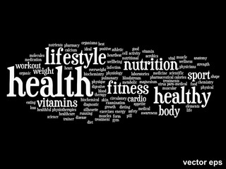 Vector conceptual health word cloud