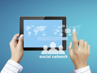 touch- tablet in hands