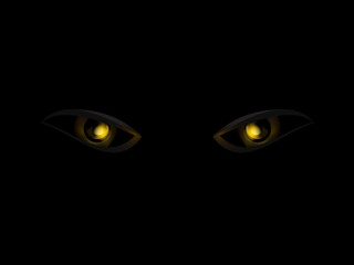 evil dangerus eyes on black background