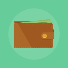 Brown wallet with money