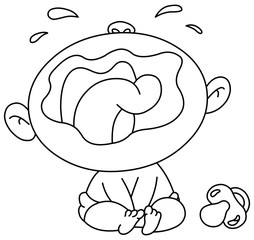 Outlined crying baby