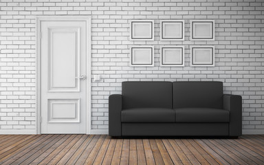 Modern bright room interior. 3d rendering