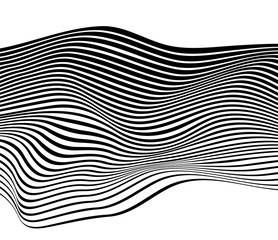 black and white mobious wave stripe optical design opart