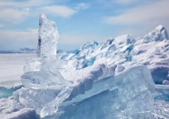 Gordijnen Ice floe crystal over winter Baikal lake © Serg Zastavkin