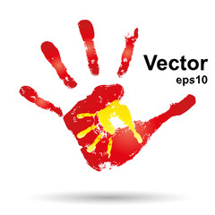 Vector conceptual mother and child hand print isolated