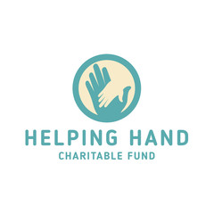 Helping Hand adult and children logo icon charity help pin shape