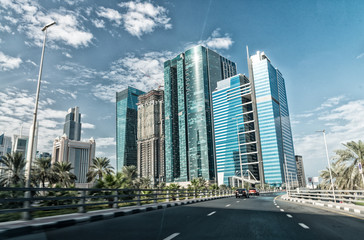 Fototapeta na wymiar Speeding up in Dubai streets