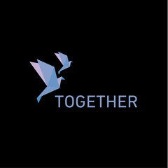 Two doves in the style of origami flying together for a charity fund logo