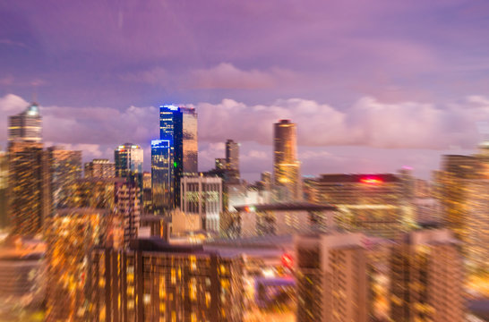 Blurred image of Metropolis night skyline