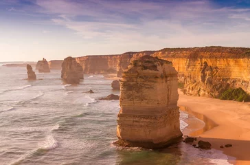 Foto op Canvas Beautiful sunset view at coast of Twelve Apostles by Great Ocean © jovannig