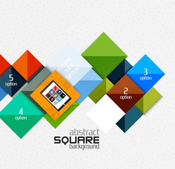 Geometric square shapes and infographic option elements with tablet