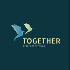 Two doves in the style of origami flying together for a charity fund logo