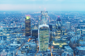 Aerial view of London Business District