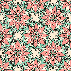 Ethnic flowers seamless pattern. Can be used for fabric, textile, wrapping.