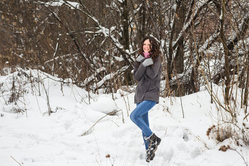 Beautiful girl freezes in winter