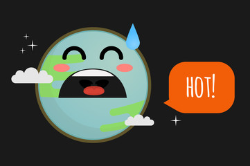 Sad earth vector illustration