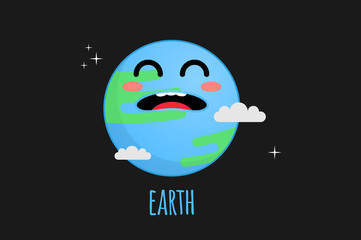 Sad earth vector illustration