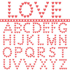 Red hearts alphabet
