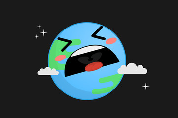 Sad earth vector illustration