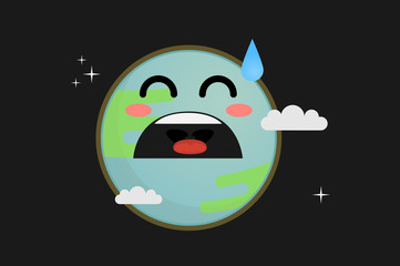 Sad earth vector illustration