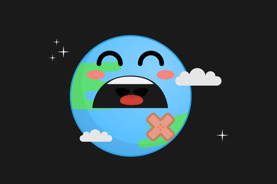 Sad Earth Vector Illustration