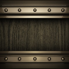 wooden background with metal element