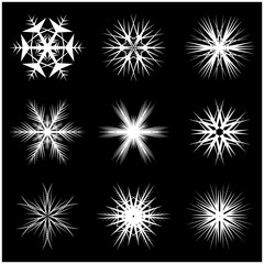 Christmas snowflake, frozen flake silhouette icon, symbol, design. Winter, crystal vector illustration isolated on the black background