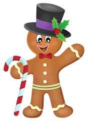 Fotobehang Voor kinderen Gingerbread man theme image 3
