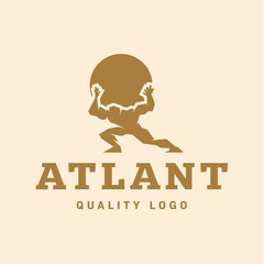 Atlant Atlas holds earth quality stylized logo for your company vector trendy style flat