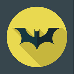 logo bat background of the moon, on flat style vector illustrations brand