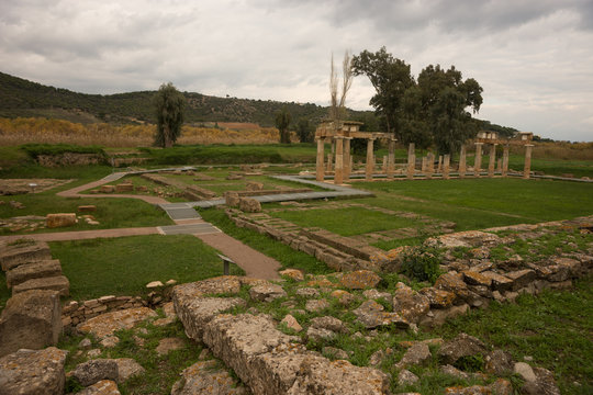 Ruins of ancient Greek temple in Vravrona,