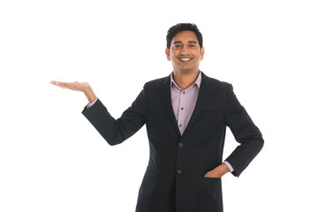 indian male with hand for product