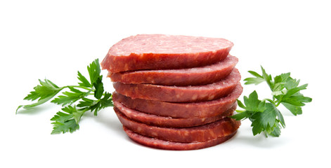 Smoked sausage salami isolated