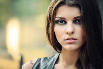 Beautiful Young woman outdoors close-up portrait