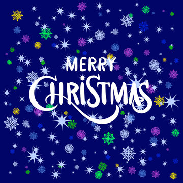 Vector merry Christmas greeting card blue 2016