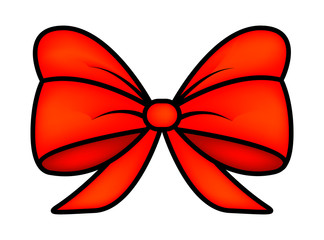 red ribbon bow for christmas present symbol design. Vector illustration isolated on white background.
